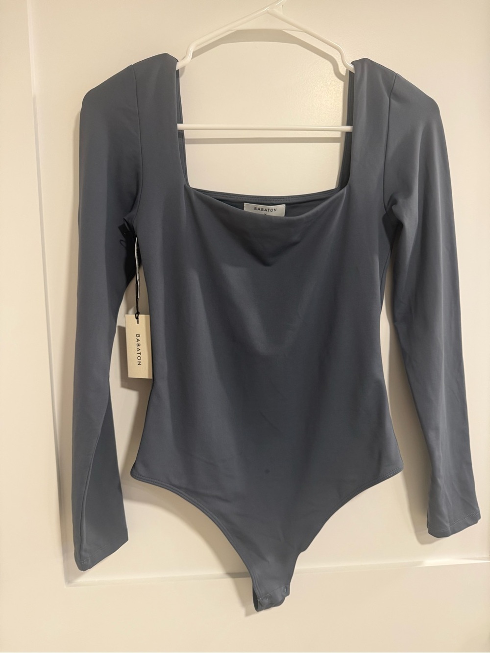Babaton Women's Long Sleeve Square Neck Bodysuit - Slate Blue, NWT, Medium